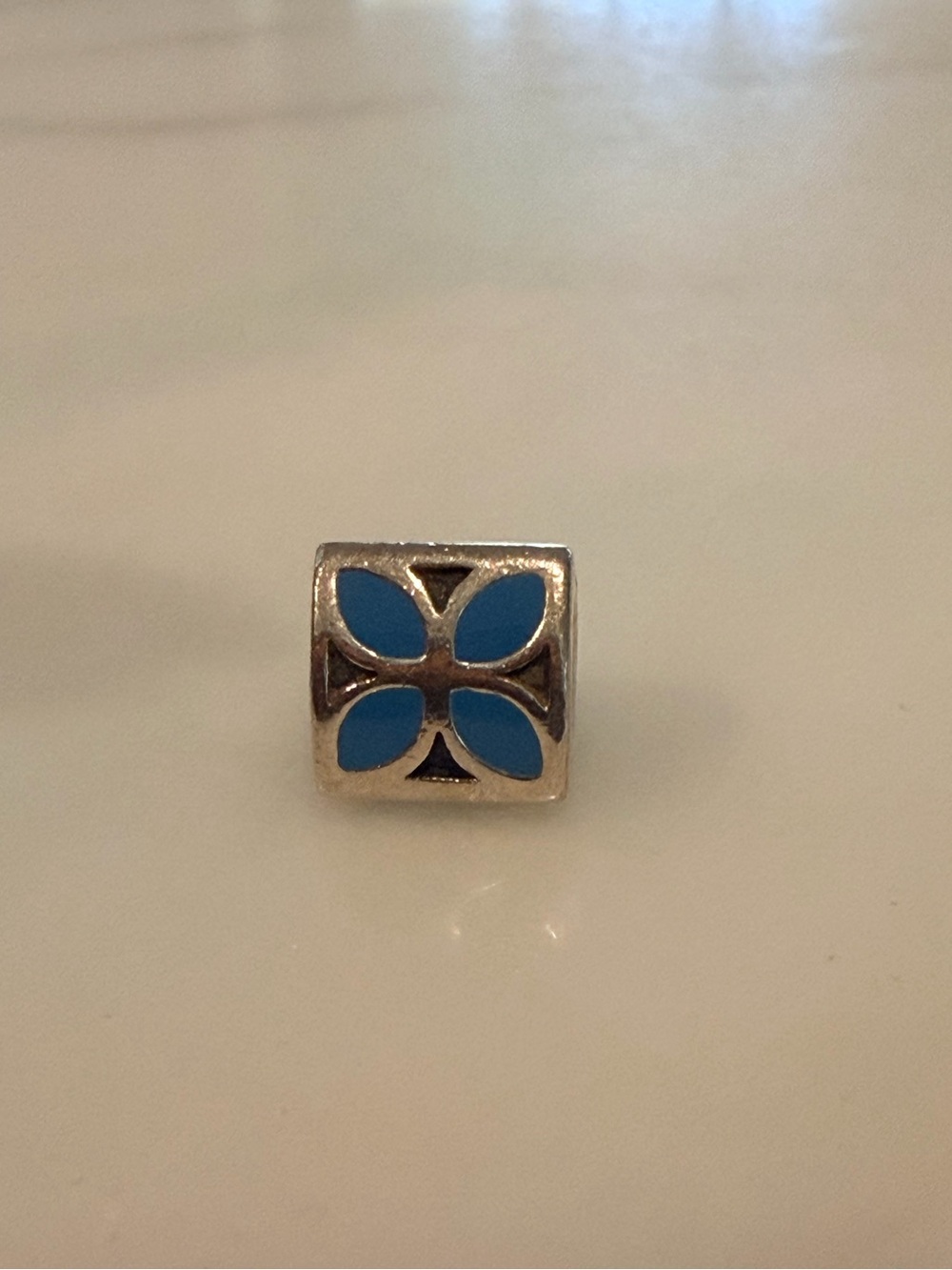 Pandora Silver Blue Floral Charm